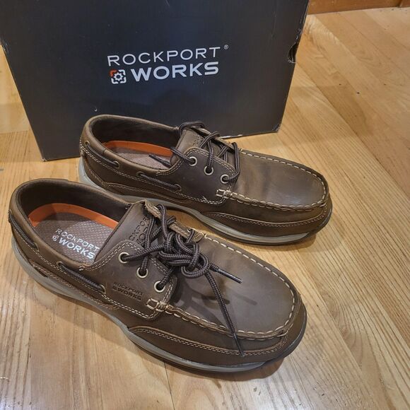 Rockport Works Sailing Club Men\'s Three Eye Tie Work Boat Shoe - RK6736 10M Tan main image 4
